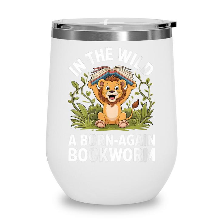 Women's Wild About Reading Book Reader Lion Zoo Animals Kids Wine Tumbler