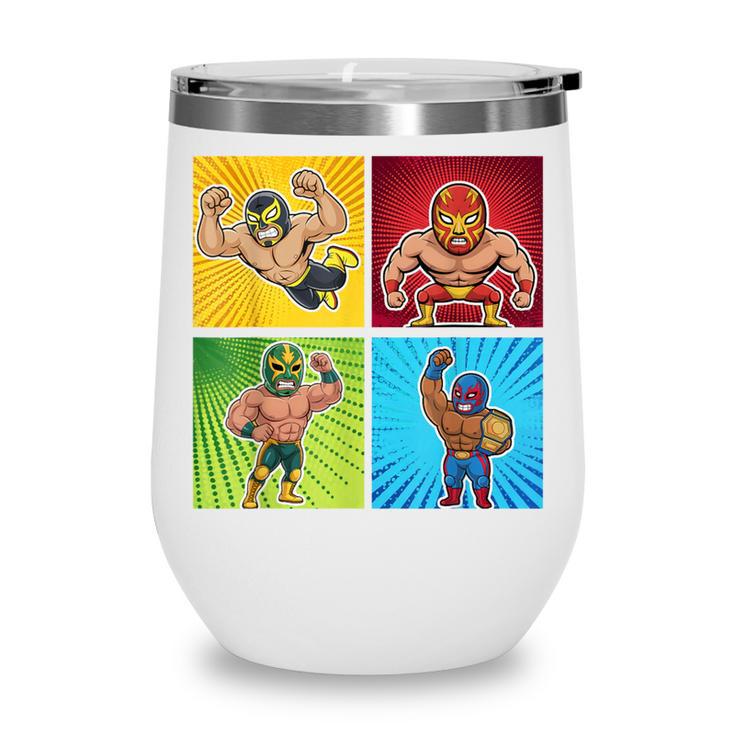 Wrestling Comic Book Wrestler Mexican Lucha Libre Mask Wine Tumbler