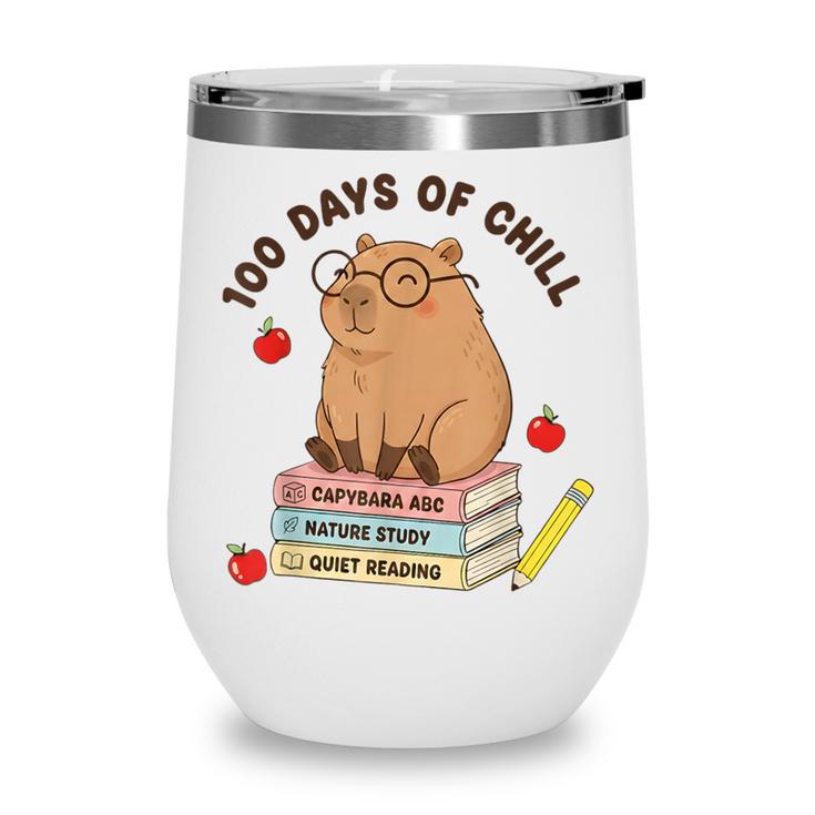 100 Days Of Chill Cute Capybara School Book Lover Wine Tumbler