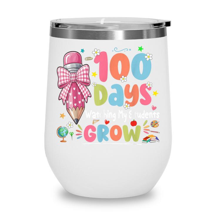 100th Day Of School Teacher Women Floral Books Wine Tumbler 100th Day Of School Teacher Women Floral Books Wine Tumbler