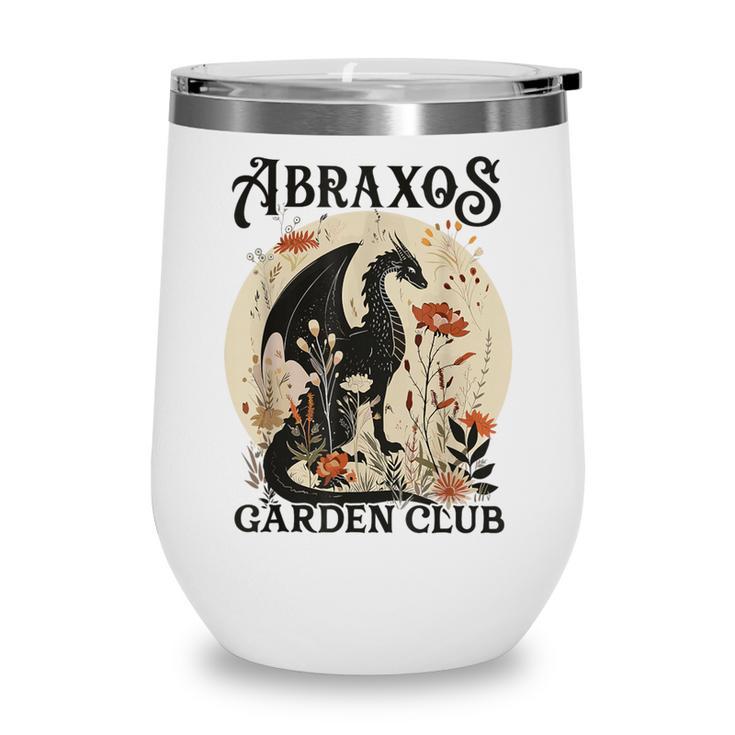 Abraxos Flower Garden Club Book Lover Fantasy Dragon Bookish Wine Tumbler