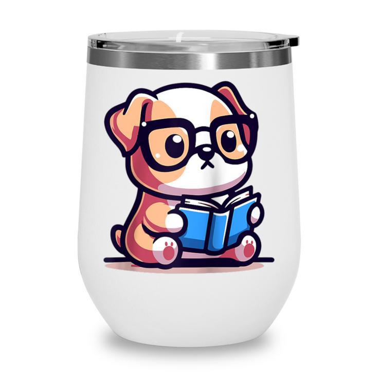 Adorable Book Lover Bulldog With Reading Glasses Cute Raglan Baseball Tee Wine Tumbler