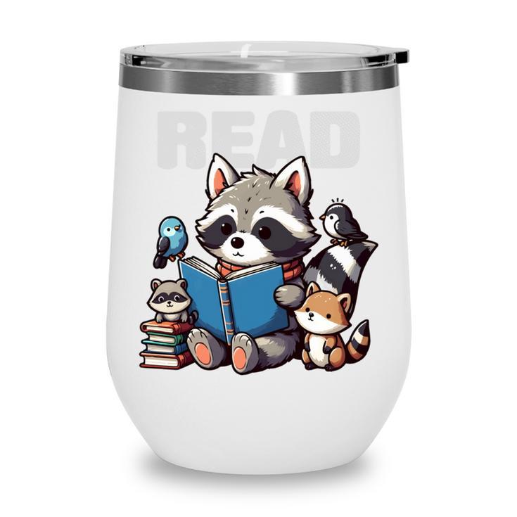 Animals Raccoon Reading Book Librarian Across America Kids Wine Tumbler