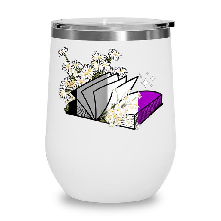 Asexual Book Lover LGBT Reading Pride Ace Flag Daisy Wine Tumbler Asexual Book Lover LGBT Reading Pride Ace Flag Daisy Wine Tumbler
