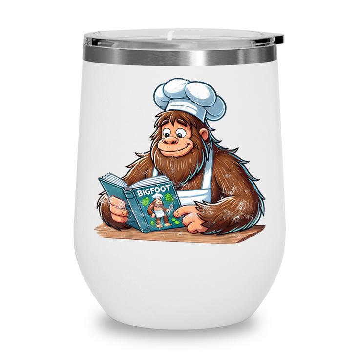 Bigfoot Reading a Cookbook Wine Tumbler