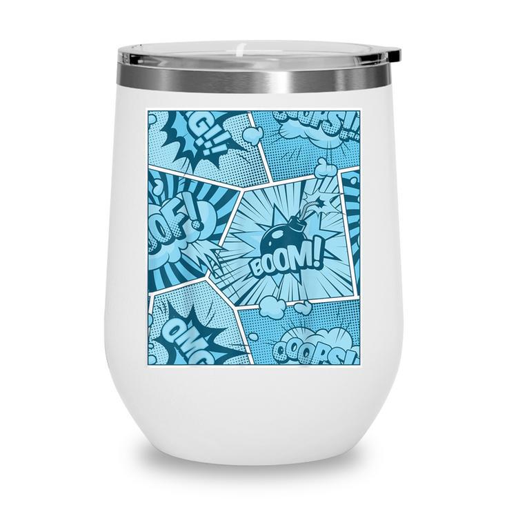 Blue Comic Book Blue Graphic Wine Tumbler