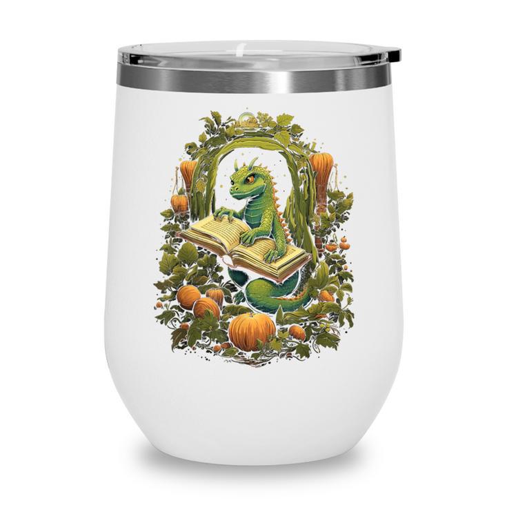 Book Dragon Reading Books Bookworm Fantasy Wine Tumbler