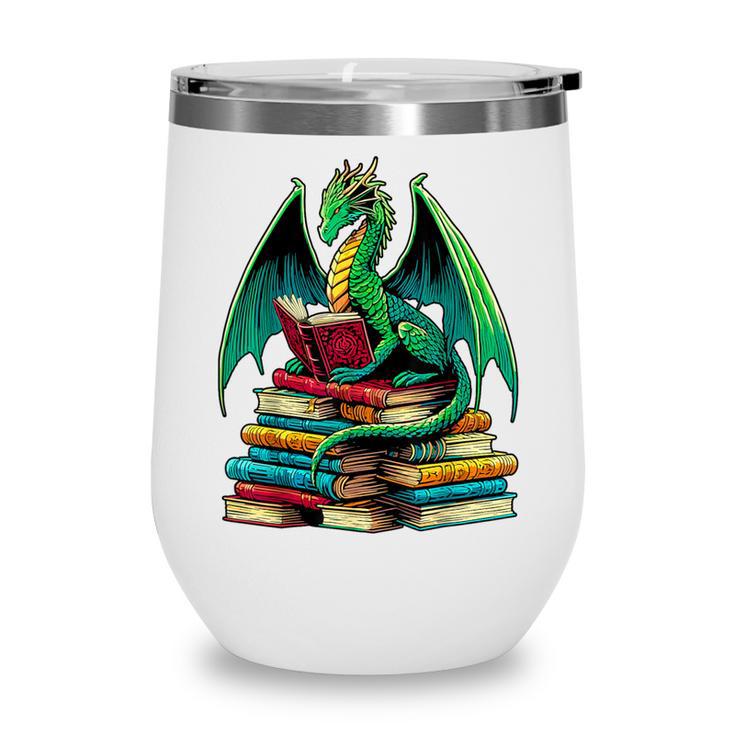 Book Dragon Reading Books Wine Tumbler