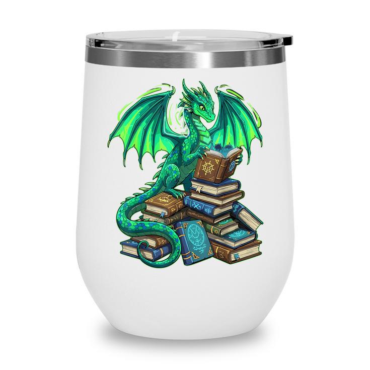 Book Dragon Reading Fantasy Wine Tumbler