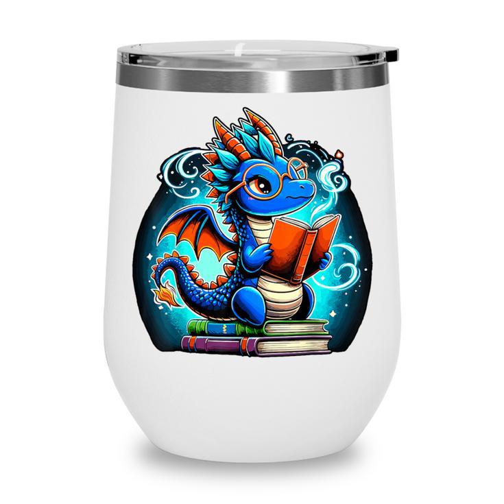 Book Dragon Reading Lover Wine Tumbler Book Dragon Reading Lover Wine Tumbler