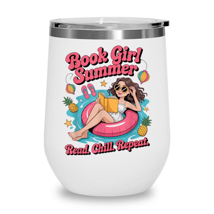 Book Girl Summer Beach Vacation Book Lover Wine Tumbler Book Girl Summer Beach Vacation Book Lover Wine Tumbler