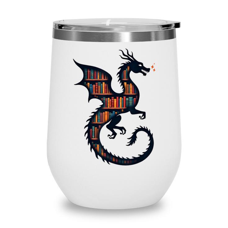 Book Lover Bookworm Reading Books Dragon Wine Tumbler