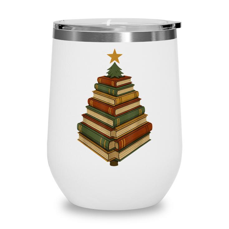 Book Lover Christmas Graphic For Librarians Wine Tumbler Book Lover Christmas Graphic For Librarians Wine Tumbler