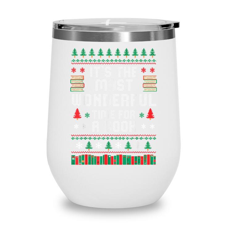 Book Lover Christmas Reader Ugly Sweater Tee Xmas New Year Wine Tumbler