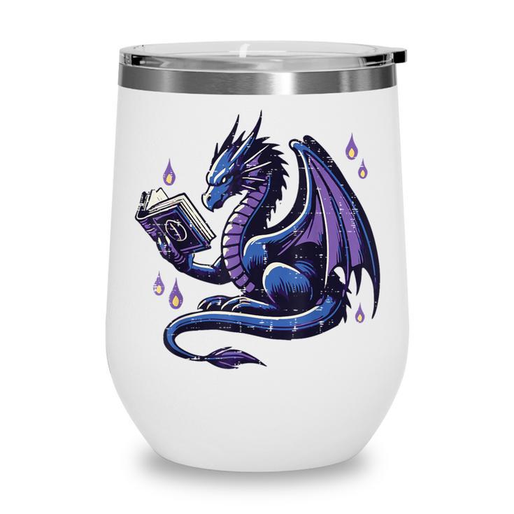 Book Lover Dragon Reading Cool Fantasy Women Girls Kids Men Wine Tumbler