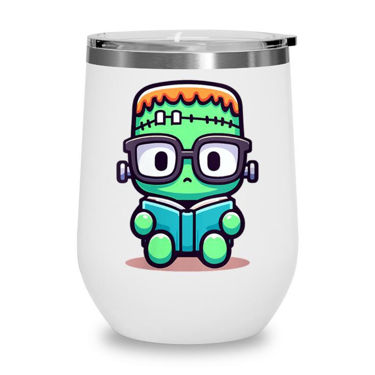 Book Lover Frankenstein's Monster With Reading Glasses Wine Tumbler