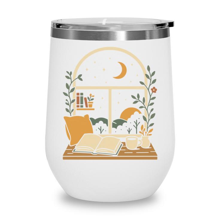 Book Lover Moonlight Reading Scene Night Wine Tumbler