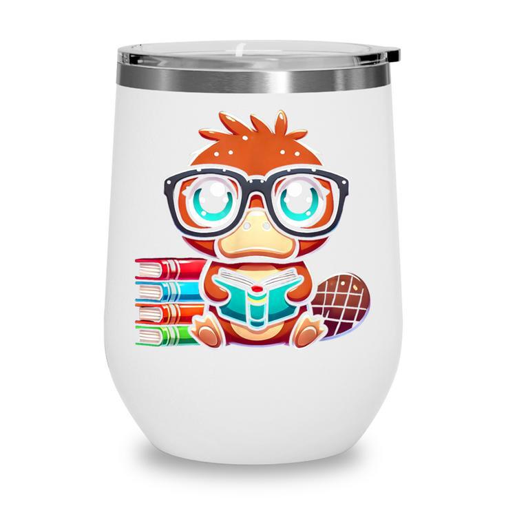 Book Lover Reading Platypus Wine Tumbler
