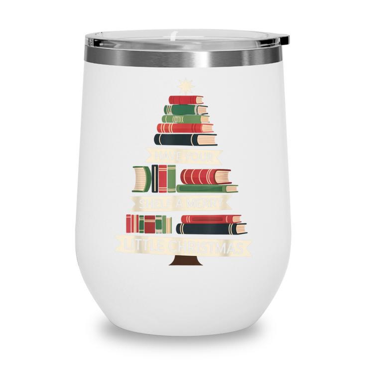 Book Merry Little Christmas Tree Holiday Wine Tumbler