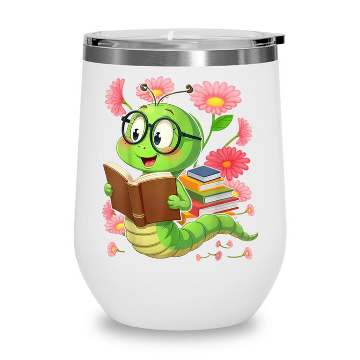 Book Worm Costume World Book Day Cute Kawaii Worm Reading Wine Tumbler