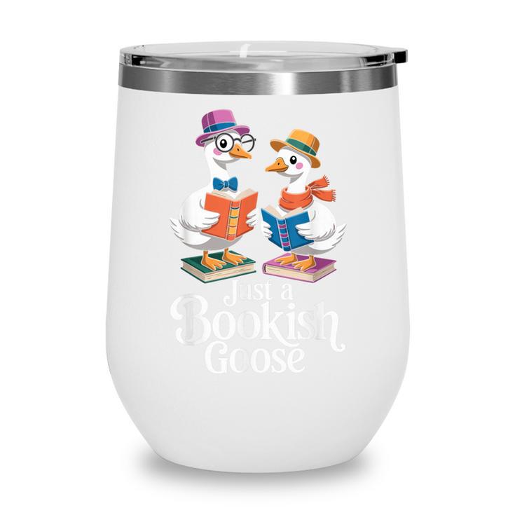 Bookish Goose Cute Geese With Hats Reading Books Wine Tumbler
