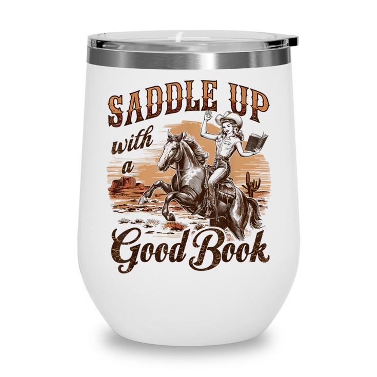 Bookish Retro Western Cowgirl Texas Book Lover Novel Reader Wine Tumbler