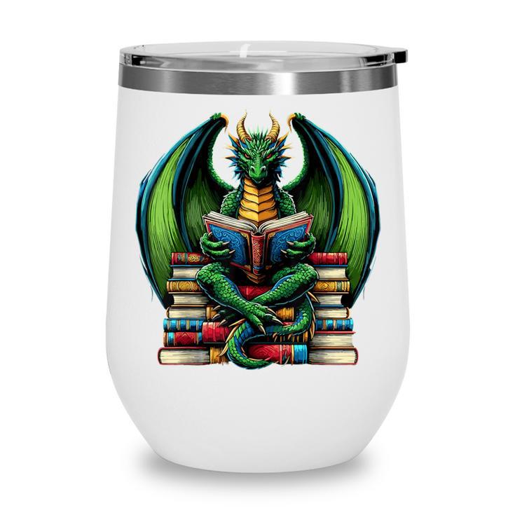 Books Dragon Reading Book Wine Tumbler Books Dragon Reading Book Wine Tumbler