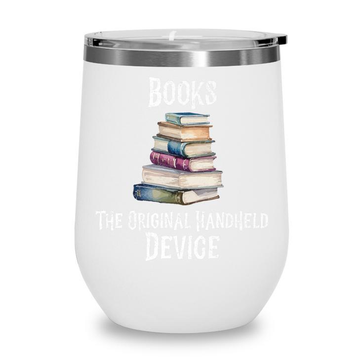 Books The Original Handheld Device Book Librarian Premium Wine Tumbler