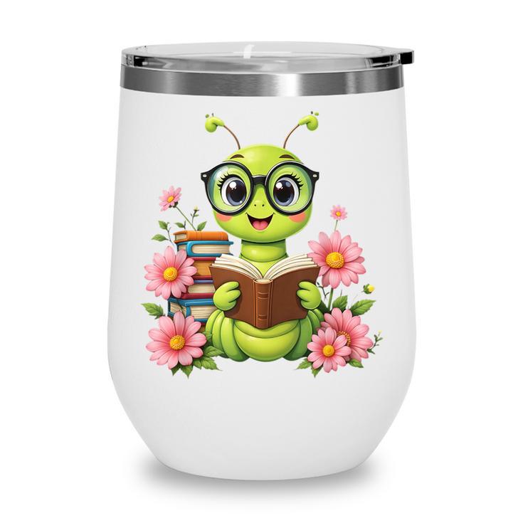 Bookworm Costume Kawaii Reading Worm For World Book Day Wine Tumbler