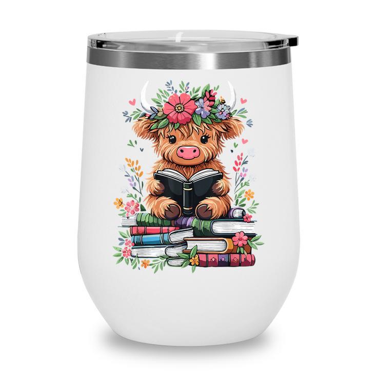 Bookworm Cute Baby Highland Cow Reading Book Wine Tumbler Bookworm Cute Baby Highland Cow Reading Book Wine Tumbler