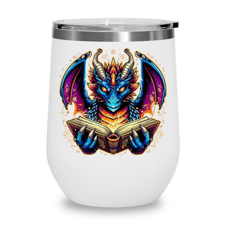 Bookworm Dragon Reading Book Lover Wine Tumbler Bookworm Dragon Reading Book Lover Wine Tumbler