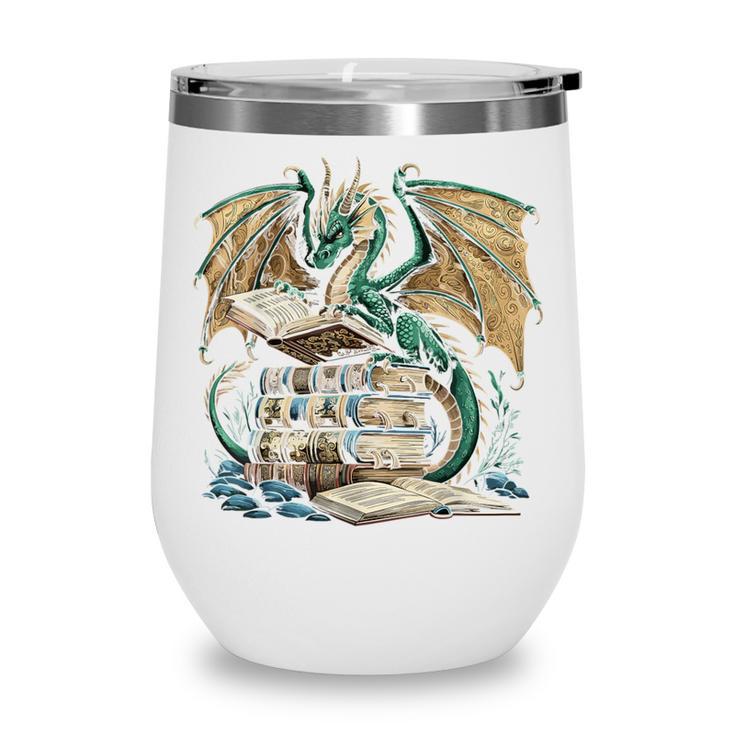 Bookworm Dragons Reading Book Dragons And Books Wine Tumbler