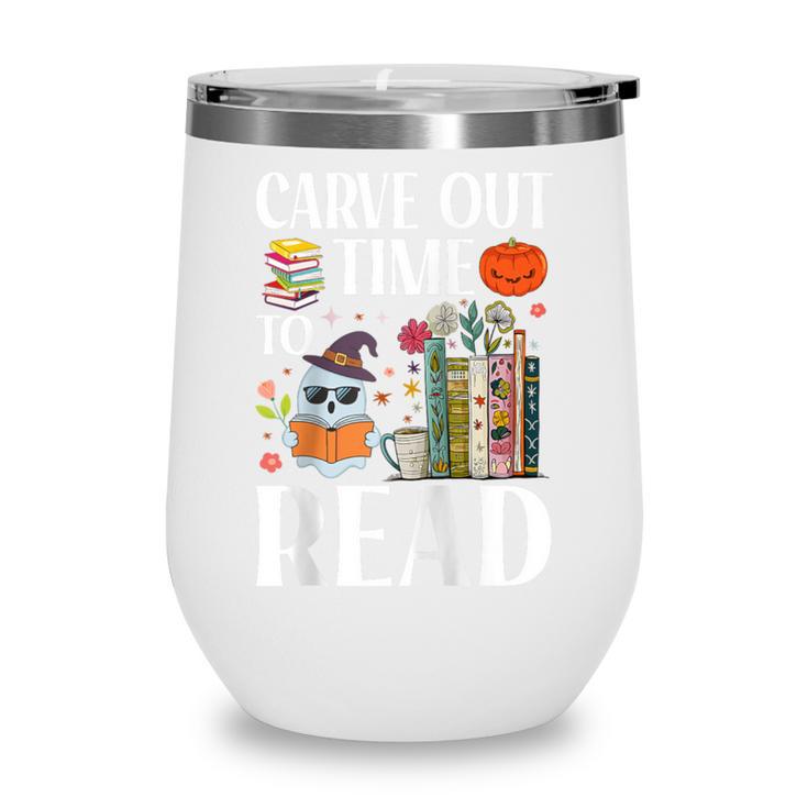 Carve Out Time To Read Halloween Ghost Books Raglan Baseball Tee Wine Tumbler