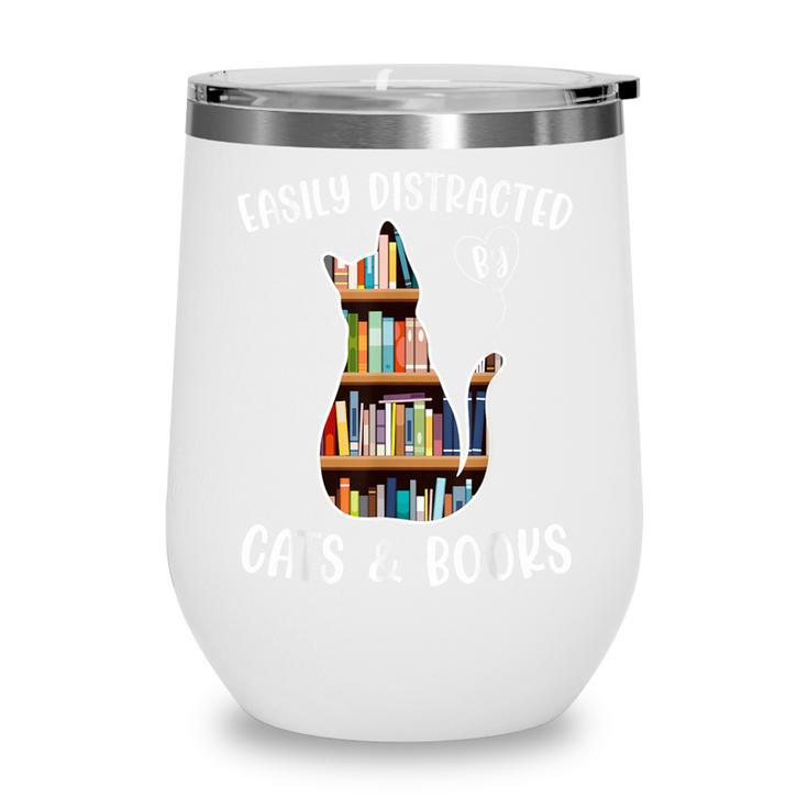 Cat Lover Tee Women Book Lover Reading Librarian Read Wine Tumbler