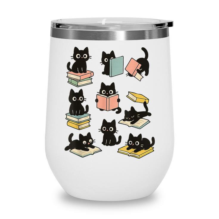 Cats Reading Books Cat Lover Wine Tumbler Cats Reading Books Cat Lover Wine Tumbler