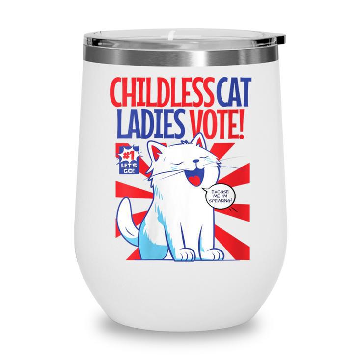 Childless Cat Ladies Vote Kamala Harris Cute Comic Book Cat Wine Tumbler Childless Cat Ladies Vote Kamala Harris Cute Comic Book Cat Wine Tumbler