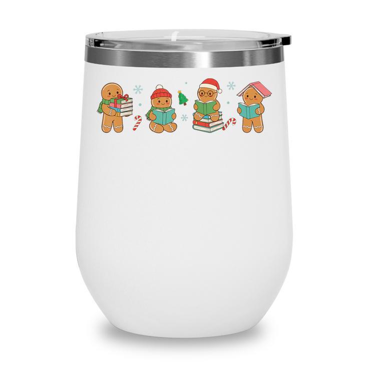 Christmas Library Gingerbread Man Books Lover Bookish Wine Tumbler Christmas Library Gingerbread Man Books Lover Bookish Wine Tumbler