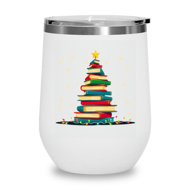 Christmas Tree Of Books Holiday Wine Tumbler
