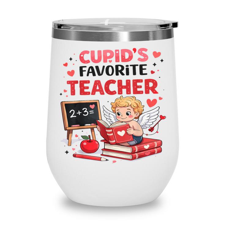 Cupid's Favorite Math Teacher Valentine Reading Book Women Wine Tumbler