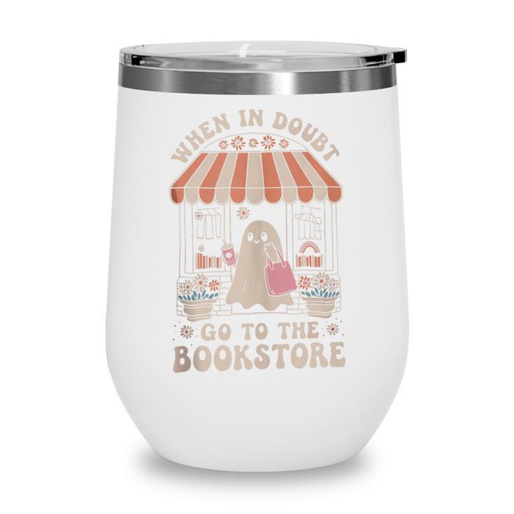 Cute Bookstore Ghost Retro Women Book Lovers Wine Tumbler Cute Bookstore Ghost Retro Women Book Lovers Wine Tumbler