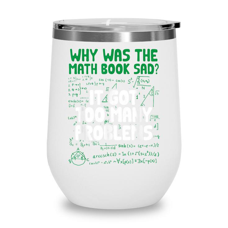Dad Joke Why Was The Math Book Sad Pun Dad Jokes Wine Tumbler Dad Joke Why Was The Math Book Sad Pun Dad Jokes Wine Tumbler