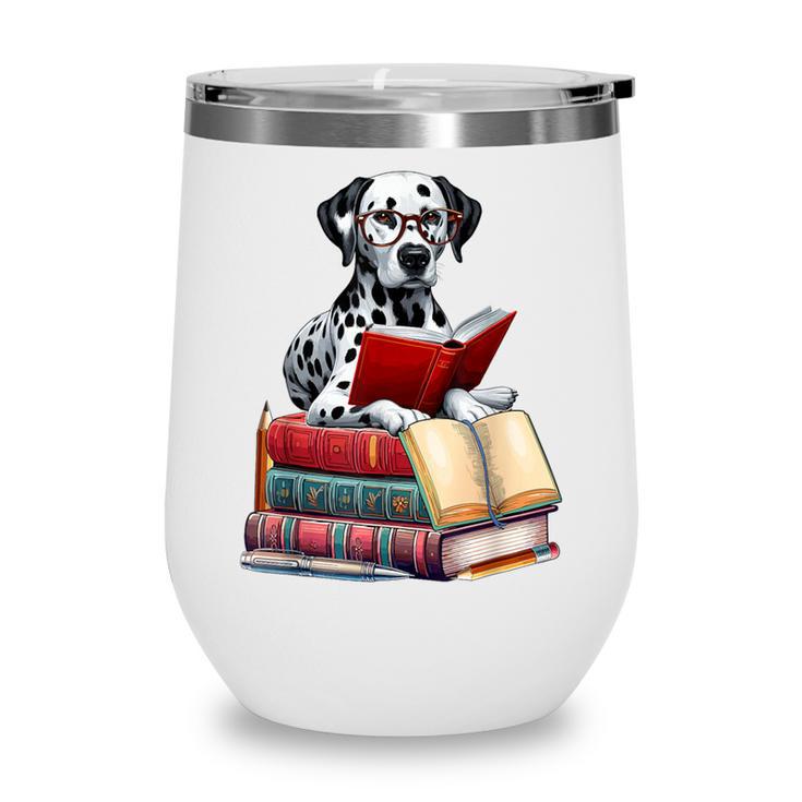 Dalmatian Reading Books Matching Bookworm Readers Librarian Wine Tumbler