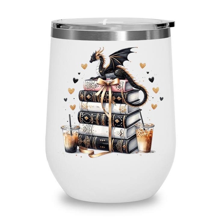 Dragon Hoard Of Books Reading Lover Cute Art Wine Tumbler