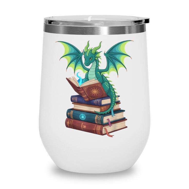 Dragon Reading Books Fantasy Lovers Mythical Creatures Wine Tumbler