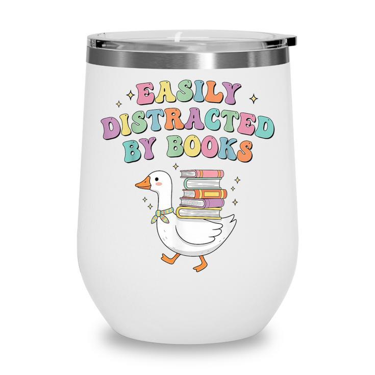 Easily Distracted By Books Silly-Goose Bookish Library Read Wine Tumbler Easily Distracted By Books Silly-Goose Bookish Library Read Wine Tumbler