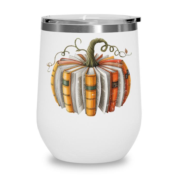 Fall Book Pumpkin Fall Librarians Bookworm Teachers Students Wine Tumbler