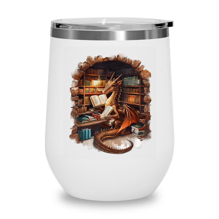 Fantasy Dragon Reading Book Lover Wine Tumbler