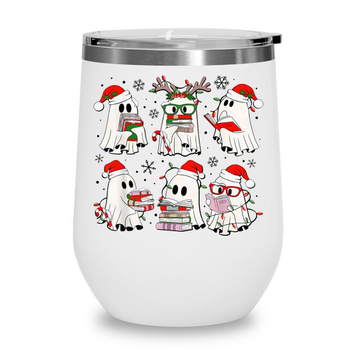 Ghost Book Reading Christmas Books Lover Teacher Kids Wine Tumbler