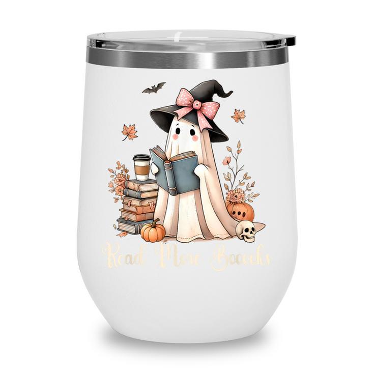 Ghost Reading Book Coquette Bow Halloween Girl Kid Teacher Wine Tumbler Ghost Reading Book Coquette Bow Halloween Girl Kid Teacher Wine Tumbler