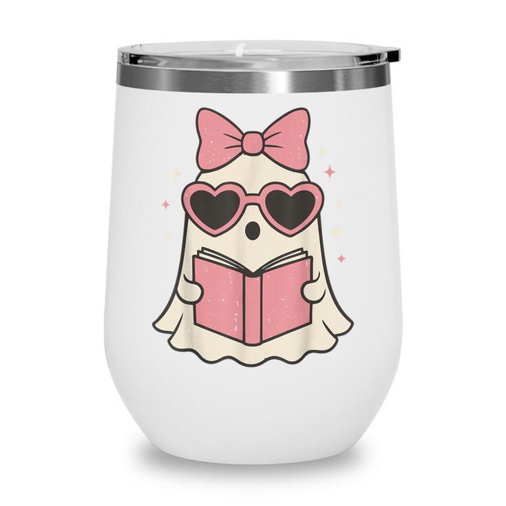 Ghost Reading Book Halloween Cat Lover Wine Tumbler